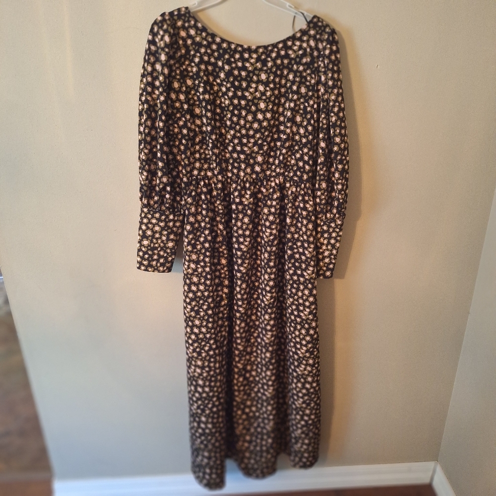 Who What Wear Leopard Maxi Cottagecore Scoop Back Dress Small - Picture 13 of 16